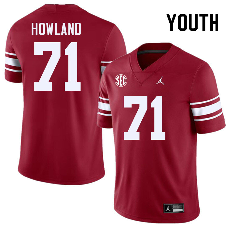 Youth #71 Logan Howland Oklahoma Sooners 2024 SEC Conference College Football Jerseys-Throwback